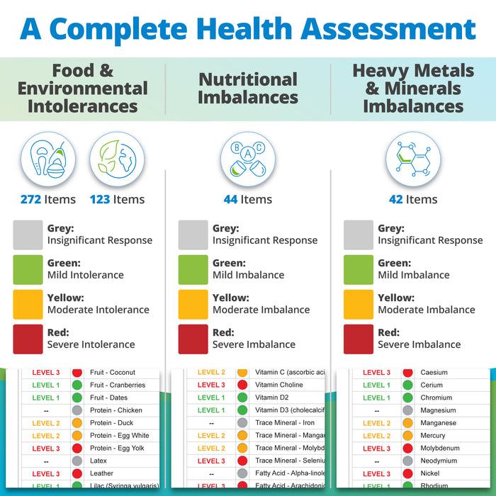 intolerance and imbalance testing results for complete health assessment